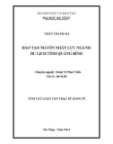 Tóm tắt luận văn Thạc sĩ Kinh tế: Đào tạo nguồn nhân lực ngành Du lịch tỉnh Quảng Bình