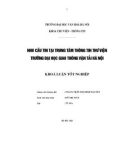 Tóm tắt Khóa luận tốt nghiệp khoa Thư viện - Thông tin: Nhu cầu tin tại trung tâm thông tin thư viện trường Đại học Giao thông Vận tải Hà Nội