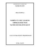 Luận văn Thạc sĩ Quản trị kinh doanh: Nghiên cứu việc vận dụng chính sách kế toán tại Nhà máy bia Dung Quất