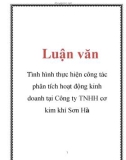 Luận văn: Tình hình thực hiện công tác phân tích hoạt động kinh doanh tại Công ty TNHH cơ kim khí Sơn Hà