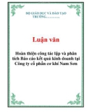 Luận văn: Hoàn thiện công tác lập và phân tích Báo cáo kết quả kinh doanh tại Công ty cổ phần cơ khí Nam Sơn