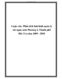 Luận văn: Phân tích tình hình quản lý chi ngân sách Phường 4, Thành phố Bến Tre năm 2009 - 2010