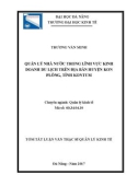 Tóm tắt luận văn Thạc sĩ Quản lý kinh tế: Quản lý nhà nước trong lĩnh vực kinh doanh du lịch trên địa bàn huyện KonPlông, tỉnh Kon Tum