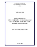 Luận án Tiến sĩ Quản lý Giáo dục: Quản lí ứng dụng công nghệ thông tin trong dạy học tại các trường trung học cơ sở tỉnh Hải Dương hiện nay