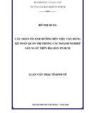 Luận văn Thạc sĩ Kinh tế: Các nhân tố ảnh hưởng đến việc vận dụng kế toán quản trị trong các doanh nghiệp sản xuất trên địa bàn TP.HCM