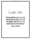 Luận văn: TÌNH HÌNH SẢN XUẤT KINH DOANH CỦA XÍ NGHIỆP DỊCH VỤ VÀ KINH DOANH THAN HẠ LONG