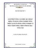 Luận văn Thạc sĩ Kinh tế: Giải pháp nâng cao hiệu quả hoạt động tín dụng nông nghiệp nông thôn tại Ngân hàng Nông nghiệp và Phát triển Nông thôn tỉnh Bà Rịa - Vũng Tàu