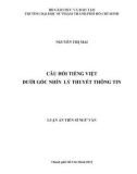 Luận án Tiến sĩ Ngữ văn: Câu hỏi tiếng Việt dưới góc nhìn lý thuyết thông tin