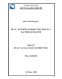 Tóm tắt Luận văn Thạc sĩ Kinh tế phát triển: Phát triển nông nghiệp công nghệ cao tại tỉnh Quảng Bình