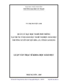 Luận văn Thạc sĩ Khoa học giáo dục: Quản lý dạy học nghề phổ thông tại Trung tâm Qiáo dục nghề nghiệp - Giáo dục thường xuyên huyện Hòa An, tỉnh Cao Bằng