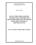 Luận văn Thạc sĩ Khoa học giáo dục: Quản lý hoạt động giáo dục văn hóa ứng xử cho học sinh Trường phổ thông Dân tộc nội trú Trung học cơ sở Đại Từ, tỉnh Thái Nguyên