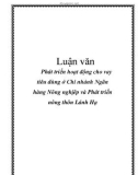 Luận văn:  Phát triển hoạt động cho vay tiêu dùng ở Chi nhánh Ngân hàng Nông nghịêp và Phát triển nông thôn Lánh Hạ