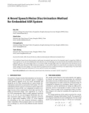 Báo cáo hóa học:  A Novel Speech/Noise Discrimination Method for Embedded ASR System