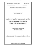 Tóm tắt Luận văn Thạc sĩ Quản lý công: Quản lý ngân sách nhà nước tại huyện Quảng Điền, tỉnh Thừa Thiên Huế