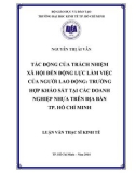 Luận văn Thạc sĩ Kinh tế: Tác động của trách nhiệm xã hội đến động lực làm việc của người lao động - Trường hợp khảo sát tại các doanh nghiệp nhựa trên địa bàn TP. Hồ Chí Minh