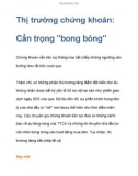 Thị trường chứng khoán: Cẩn trọng bong bóng