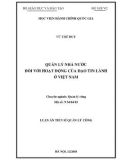 Luận văn Thạc sĩ Quản lý công: Quản lý Nhà nước đối với hoạt động của đạo Tin lành ở Việt Nam