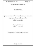 Tóm tắt Luận văn Thạc sĩ Quản lý công: Quản lý nhà nước đối với hoạt động của đạo Tin lành trên địa bàn tỉnh Lai Châu