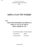 Khóa luận tốt nghiệp: Phân tích tình hình tài chính tại Công ty Vật tư Kỹ thuật Nông nghiệp Hà Tây