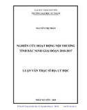 Luận văn Thạc sĩ Địa lý học: Nghiên cứu hoạt động nội thương tỉnh Bắc Ninh