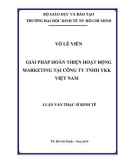 Luận văn Thạc sĩ Kinh tế: Giải pháp hoàn thiện hoạt động marketing tại Công ty TNHH YKK Việt Nam