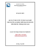 Luận văn Thạc sĩ Quản lý kinh tế: Quản lý nhà nước về đào tạo nghề cho người lao động trên địa bàn huyện Tiên Phước, tỉnh Quảng Nam