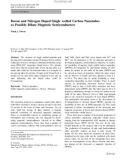 Báo cáo hóa học:  Boron and Nitrogen Doped Single walled Carbon Nanotubes as Possible Dilute Magnetic Semiconductors