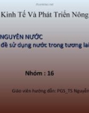 Tài nguyên nước vấn đề sử dụng nước trong tương lai