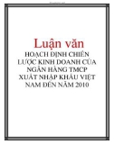 Luận văn: HOẠCH ĐỊNH CHIẾN LƯỢC KINH DOANH CỦA NGÂN HÀNG TMCP XUẤT NHẬP KHẨU VIỆT NAM ĐẾN NĂM 2010