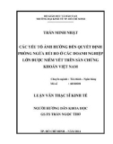 Luận văn Thạc sĩ Kinh tế: Các yếu tố tác động đến quyết định phòng ngừa rủi ro ở các doanh nghiệp lớn được niêm yết trên sàn chứng khoán Việt Nam