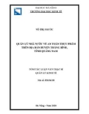 Tóm tắt Luận văn Thạc sĩ Quản lý kinh tế: Quản lý Nhà nước về an toàn thực phẩm trên địa bàn huyện Thăng Bình, tỉnh Quảng Nam