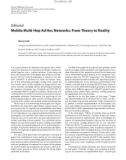 Báo cáo hóa học:   Editorial Mobile Multi-Hop Ad Hoc Networks: From Theory to Reality