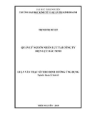 Luận văn Thạc sĩ Quản lý kinh tế: Quản lý nguồn nhân lực tại Công ty Điện lực Bắc Ninh