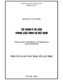 Tóm tắt luận văn Thạc sĩ Luật học: Tội tham ô tài sản trong Luật hình sự Việt Nam