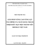 Luận văn Thạc sĩ Tài chính ngân hàng: Giải pháp nâng cao năng lực tài chính của Ngân hàng trách nhiệm hữu hạn một thành viên Shinhan Việt Nam