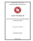 Luận văn Thạc sĩ Quản lý kinh tế: Quản lý nhà nước về du lịch trên địa bàn tỉnh Quảng Ninh