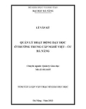 Tóm tắt Luận văn Thạc sĩ Giáo dục học: Quản lý hoạt động dạy học ở trường Trung cấp nghề Việt - Úc Đà Nẵng