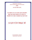 Luận văn thạc sĩ Kinh tế: Tác động của cấu trúc quản trị đến hiệu quả hoạt động của công ty - Nghiên cứu thực nghiệm tại Việt Nam