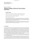 Báo cáo hóa học:  Research Article Absolute Stability of Discrete-Time Systems with Delay