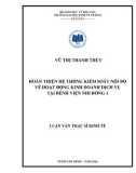 Luận văn Thạc sĩ Kinh tế: Hoàn thiện hệ thống kiểm soát nội bộ về hoạt động kinh doanh dịch vụ tại Bệnh viện Nhi Đồng 1