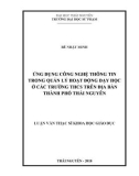 Luận văn Thạc sĩ Khoa học giáo dục: Ứng dụng công nghệ thông tin trong quản lý hoạt động dạy học ở các trường THCS trên địa bàn Thành phố Thái nguyên