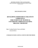 Ph.D. dissertation Science Education: Developing innovative capacity for independent college students through teaching techniques in organic chemistry