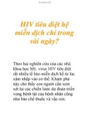 HIV tiêu diệt hệ miễn dịch chỉ trong vài ngày?