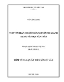 Tóm tắt Luận án tiến sĩ Văn học: Thơ  văn Trần Nguyên Đán, Nguyễn Phi Khanh trong văn học Vãn Trần