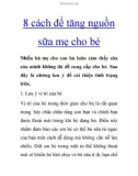 8 cách để tăng nguồn sữa mẹ cho bé