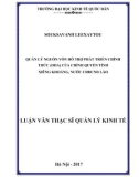 Luận văn Thạc sĩ Kinh doanh và quản lý: Quản lý nguồn vốn hỗ trợ phát triển chính thức (ODA) của chính quyền tỉnh Xiêng Khoảng, nước CHDCND Lào