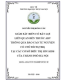 Khóa luận tốt nghiệp dược sĩ: Giám sát biến cố bất lợi liên quan đến thuốc ARV thông qua báo cáo tự nguyện có chủ đích (TSR) tại các cơ sở điều trị HIV/AIDS của thành phố Hà Nội