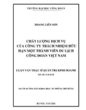 Luận văn Thạc sĩ Quản trị Kinh doanh: Chất lượng dịch vụ của Công ty trách nhiệm hữu hạn một thành viên Du lịch Công đoàn Việt Nam