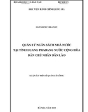 Luận án Tiến sĩ Quản lý công: Quản lý ngân sách nhà nước tại tỉnh Luang Prabang nước Cộng hòa dân chủ nhân dân Lào