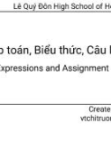 Bài giảng Tin học lớp 11 bài 6: Phép toán, biểu thức, câu lệnh gán